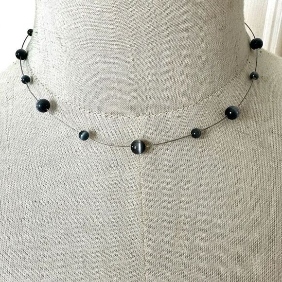 Kenneth Cole Gray cats eye floating bead necklace - Picture 1 of 6